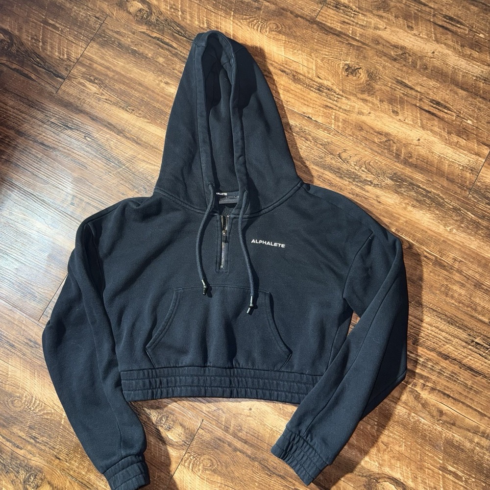 Alphalete Black Cropped 1/4 Zip Hoodie Women's Small